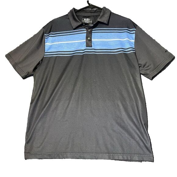 Ben Hogan Polo Shirt Grey Blue Color Block Mens Size Large Performance Golf - Picture 1 of 9